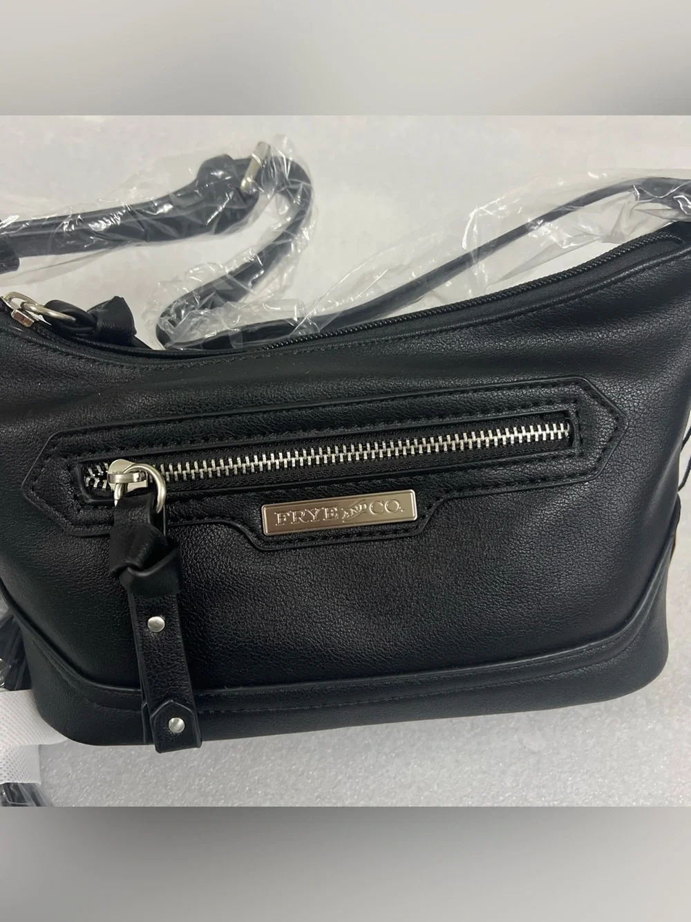 Frye And Co Shoulder Bag Womens Black Faux Leather Core Crossbody Purse